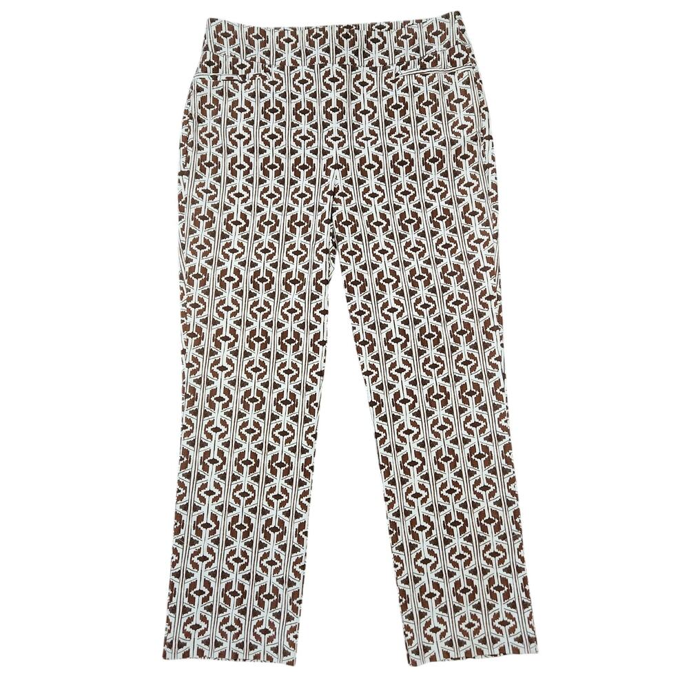 Chico's Geometric Pull On Crop Pant Brown Size Chico's 0 US 4